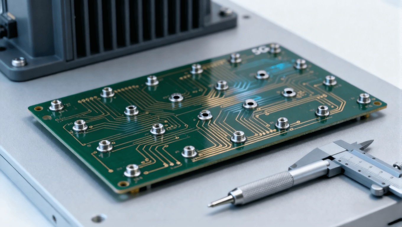 5G基站PCB沉头孔加工优化后场景，螺丝头平齐板面深度偏差±0.02mm内.png