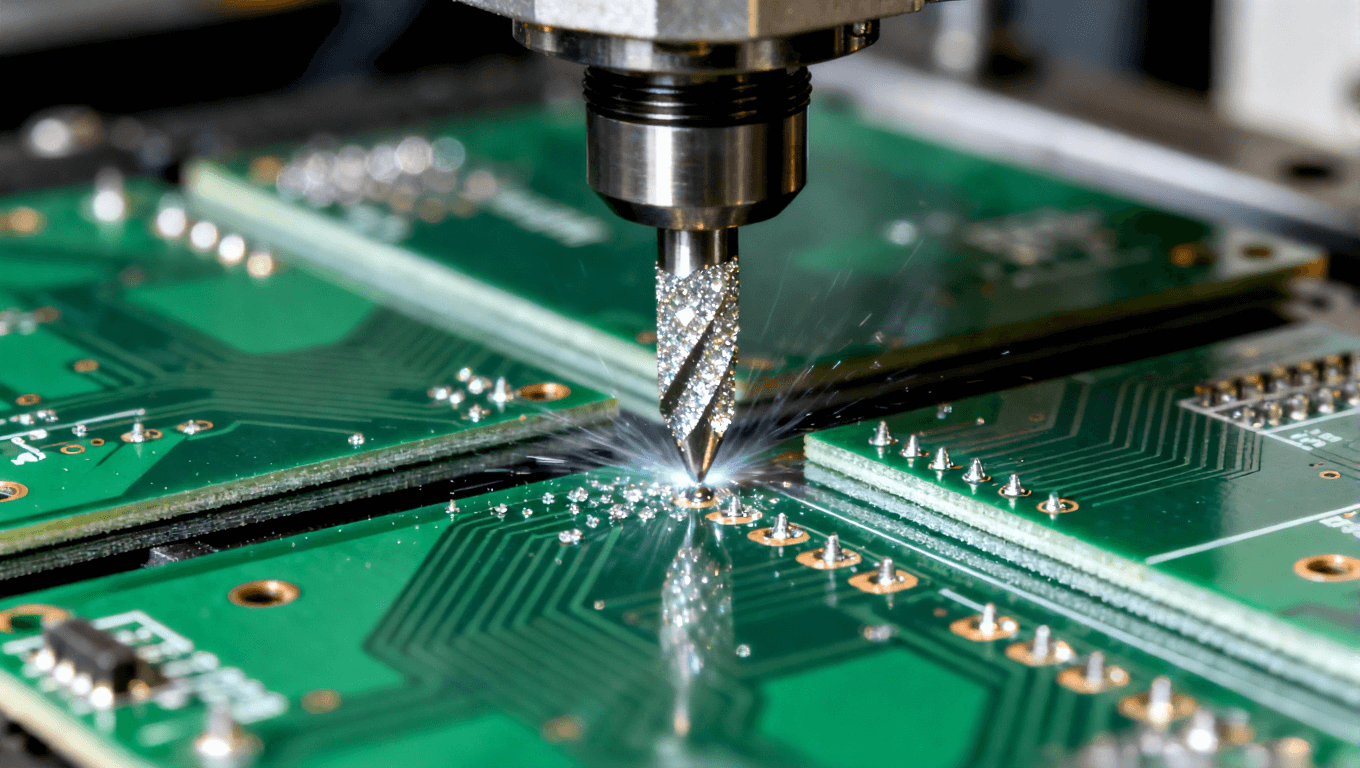 精密钻孔工艺，展示钻石涂层钻头切割多层PCB，突显高速钻孔的细节和精度.png