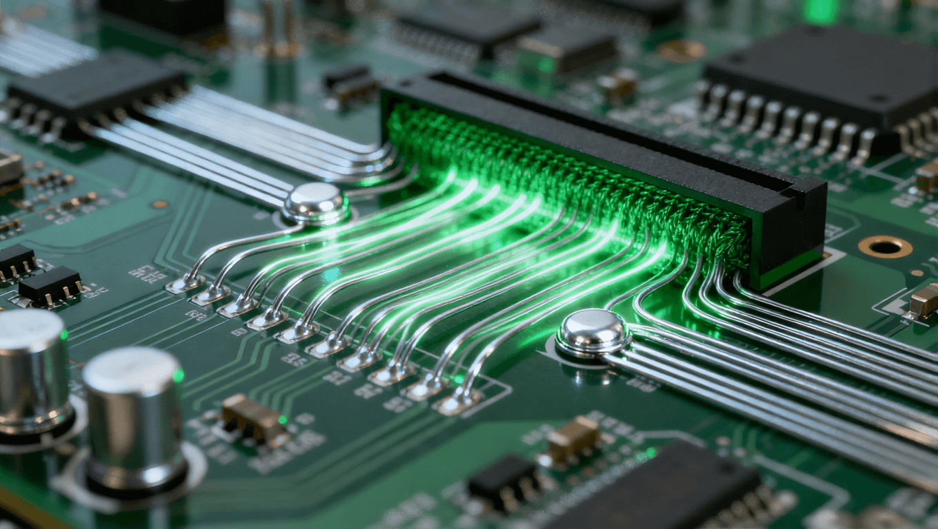 信号完整性优化在AI服务器PCB设计中的视觉表现,突出高速信号传输与抗干扰技术.png
