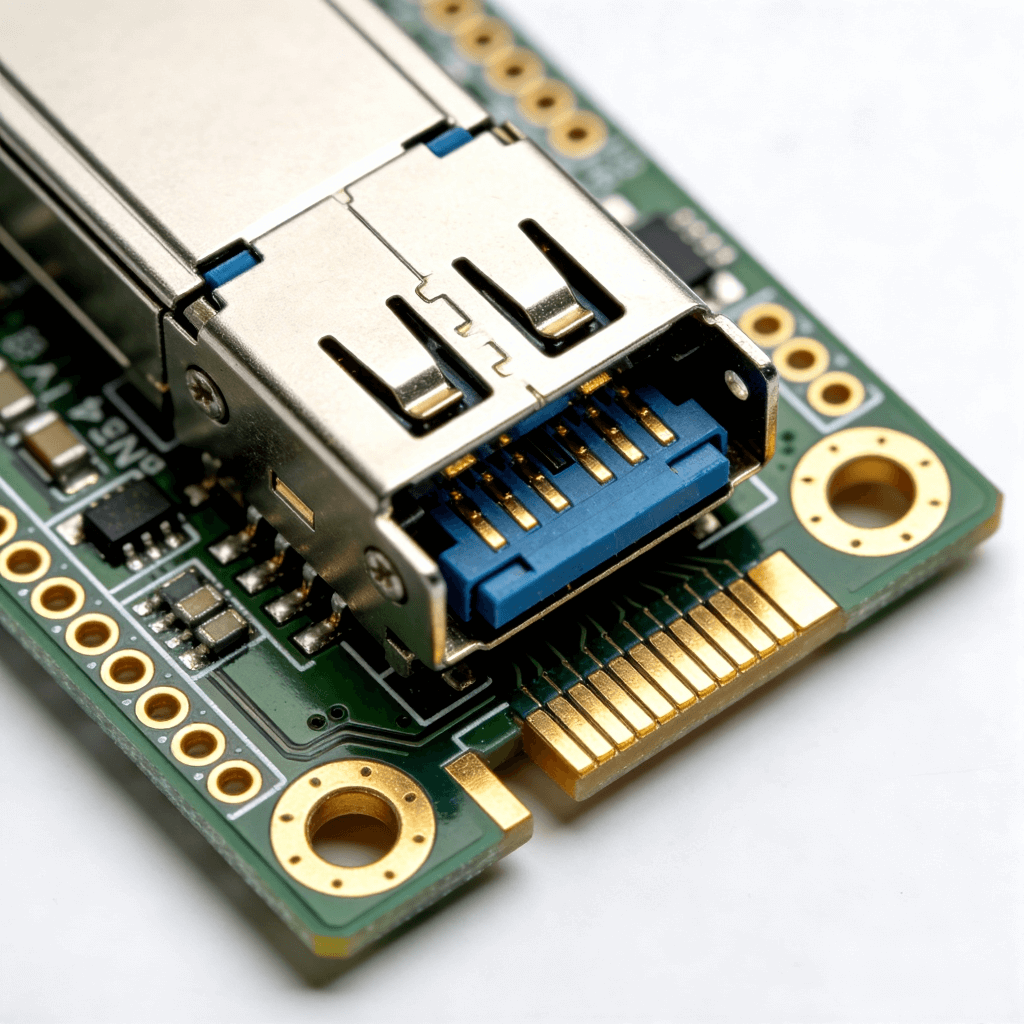 符合 QSFP-DD 封装的小型化 HDI 光模块 PCB 实物，多层叠加结构平整且高可靠.png